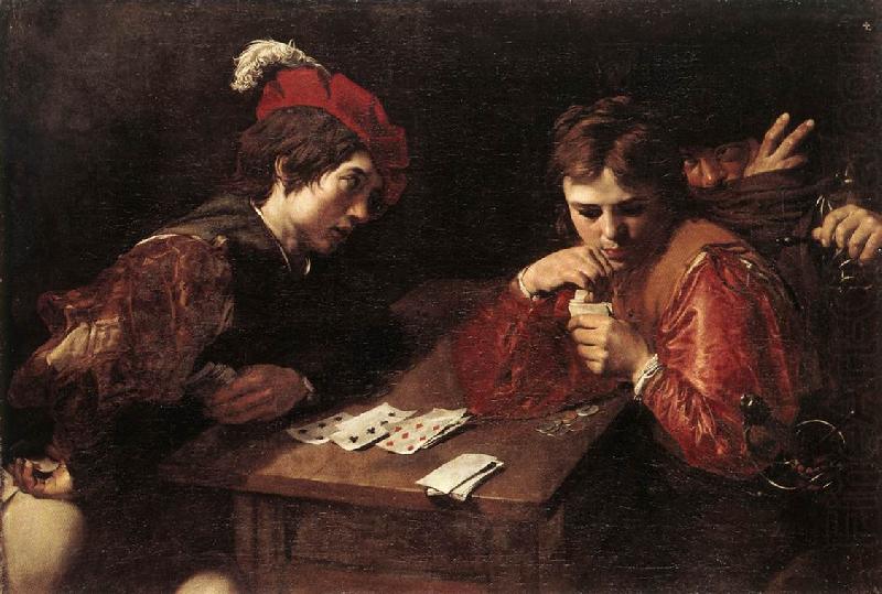 VALENTIN DE BOULOGNE Card-sharpers at china oil painting image